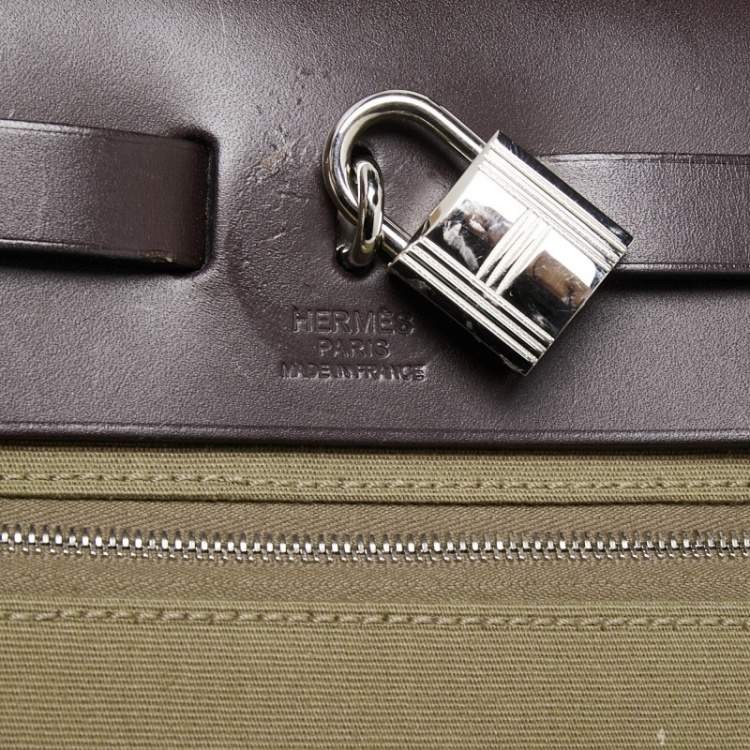 Pre Owned Hermès Ebene/Taupe Canvas and Leather Herbag Zip 39 Bag