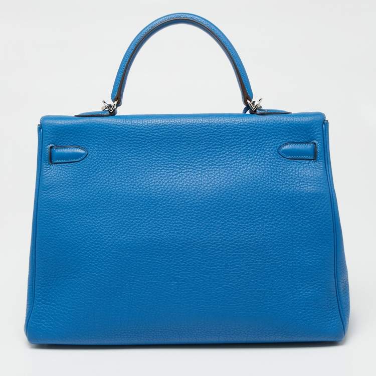 Pre Owned Hermes Mykonos Togo Leather Palladium Finish Kelly Retourne 35 Bag