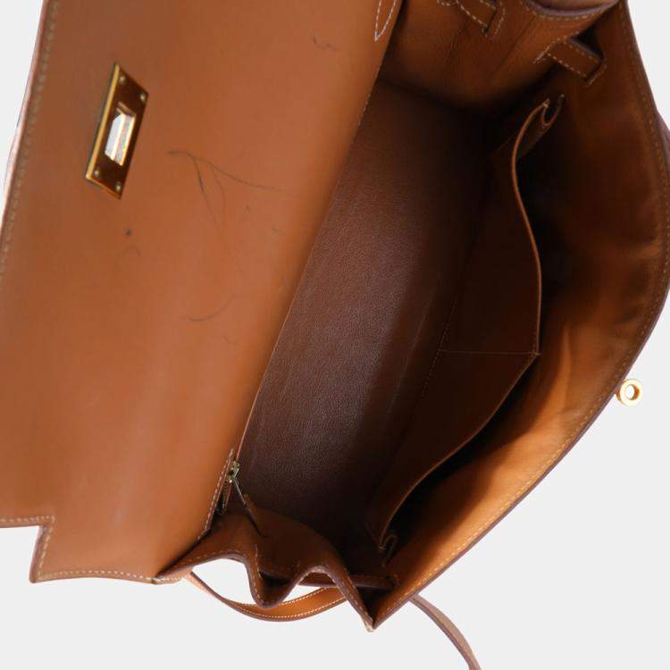 Pre Owned Hermes Natural Vache Sellier Leather Kelly 32 GHW Bag