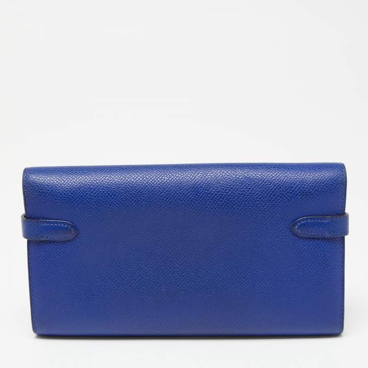 Pre Owned Hermes Blue Electric Epsom Leather Kelly Classic Wallet