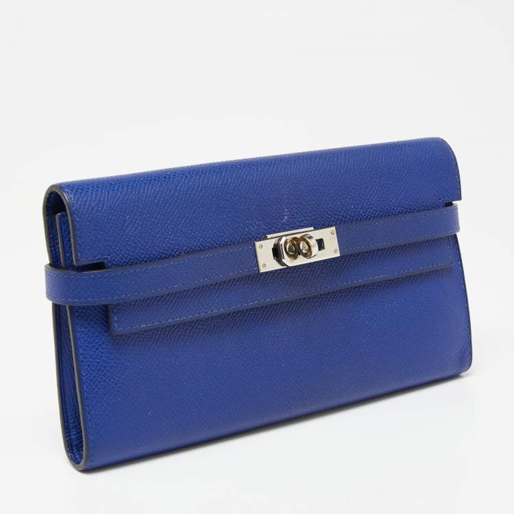 Pre Owned Hermes Blue Electric Epsom Leather Kelly Classic Wallet