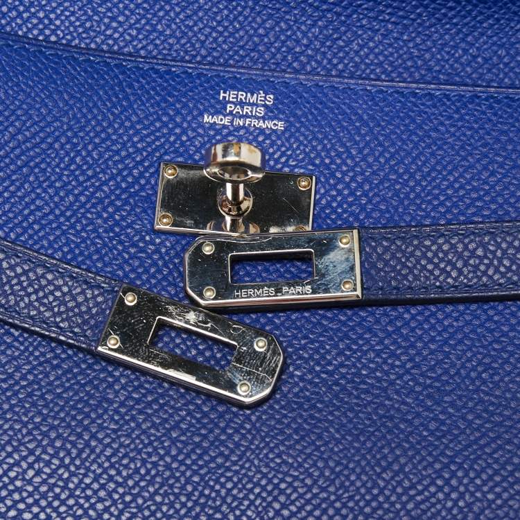 Pre Owned Hermes Blue Electric Epsom Leather Kelly Classic Wallet