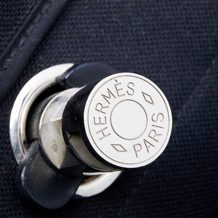 مملوكة مسبقًا Hermes Noir Toil And Vache Hunter Leather Herbag Zip 39 Bag