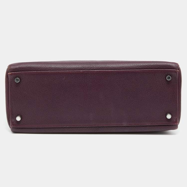 Pre Owned Hermes Violet Chevre de Coromandel Leather Palladium Plated Kelly 32 Bag