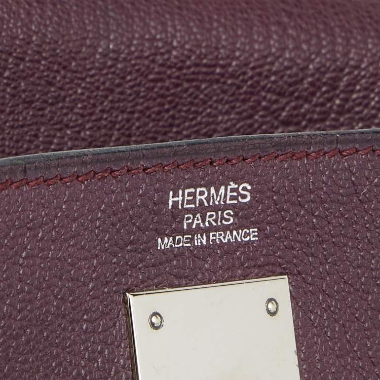 Pre Owned Hermes Violet Chevre de Coromandel Leather Palladium Plated Kelly 32 Bag