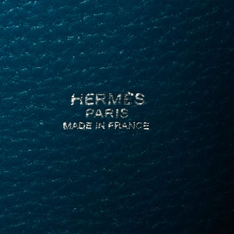 Pre Owned Hermes Bleu Izmir Clemence Leather Picotin Lock 22 Bag