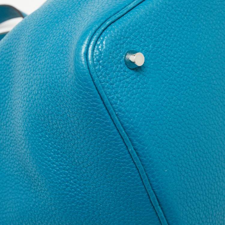 Pre Owned Hermes Bleu Izmir Clemence Leather Picotin Lock 22 Bag
