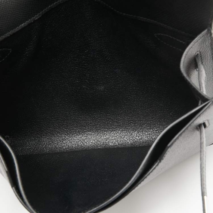 Pre Owned Hermes Black Epsom Leather Kelly Depeches 25 Pouch
