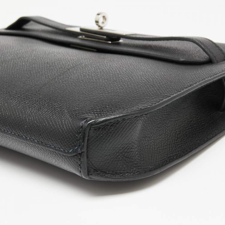 Pre Owned Hermes Black Epsom Leather Kelly Depeches 25 Pouch