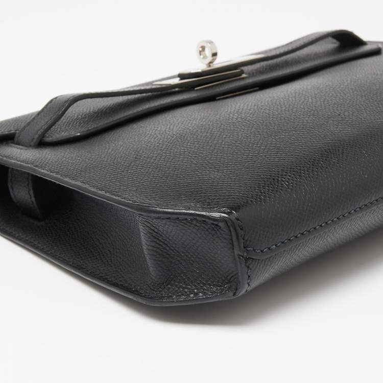 Pre Owned Hermes Black Epsom Leather Kelly Depeches 25 Pouch