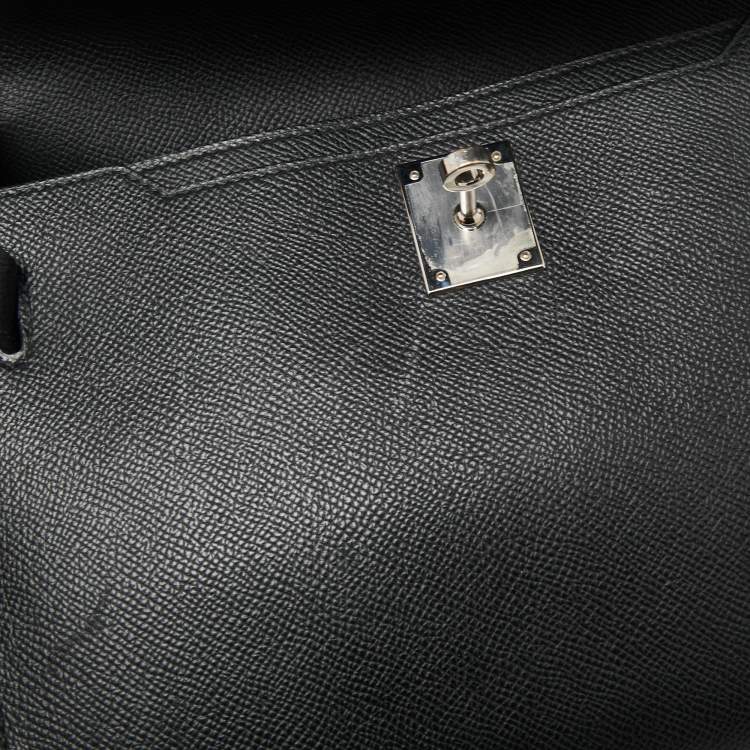 Pre Owned Hermes Black Epsom Leather Kelly Depeches 25 Pouch