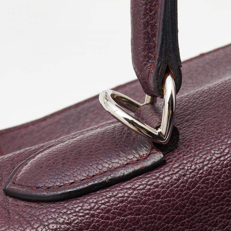 Pre Owned Hermes Violet Chevre de Coromandel Leather Palladium Plated Kelly 32 Bag
