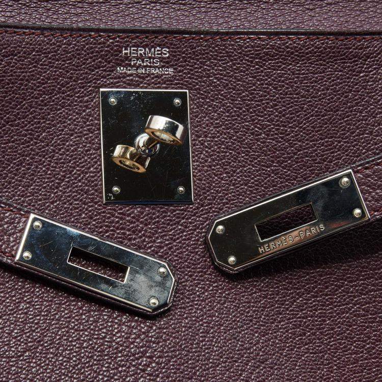 Pre Owned Hermes Violet Chevre de Coromandel Leather Palladium Plated Kelly 32 Bag