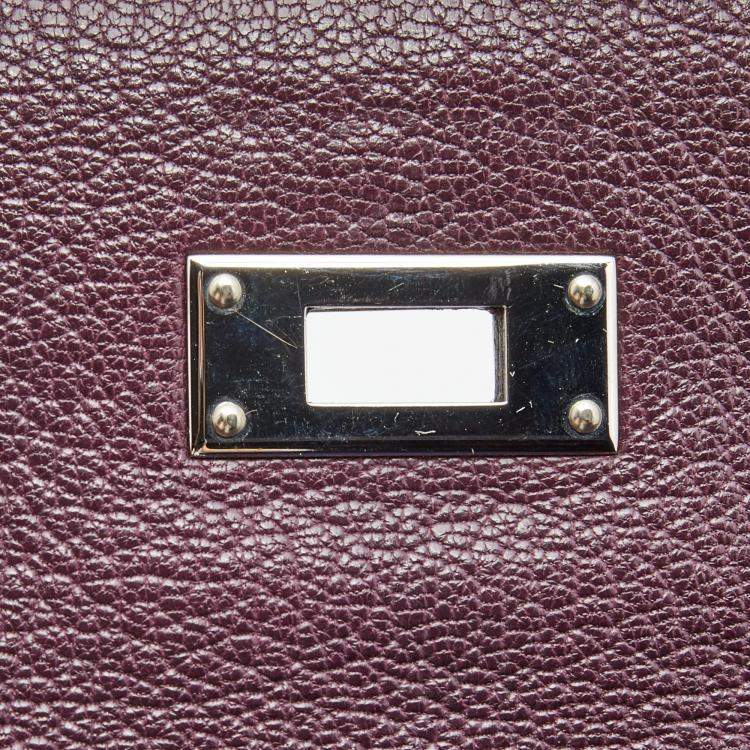 Pre Owned Hermes Violet Chevre de Coromandel Leather Palladium Plated Kelly 32 Bag