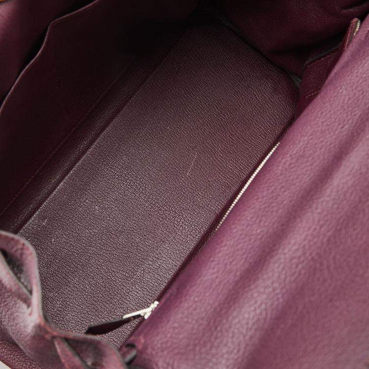 Pre Owned Hermes Violet Chevre de Coromandel Leather Palladium Plated Kelly 32 Bag