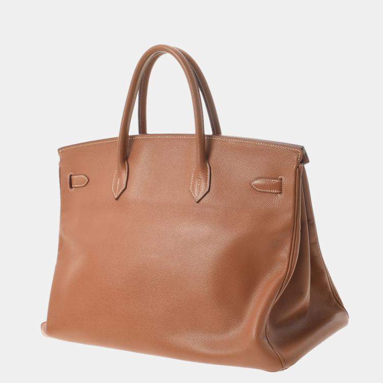 Pre Owned Hermes Brown Courchevel Leather Gold Hardware Birkin 40 Bag