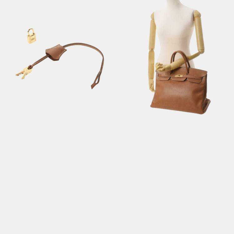 Pre Owned Hermes Brown Courchevel Leather Gold Hardware Birkin 40 Bag