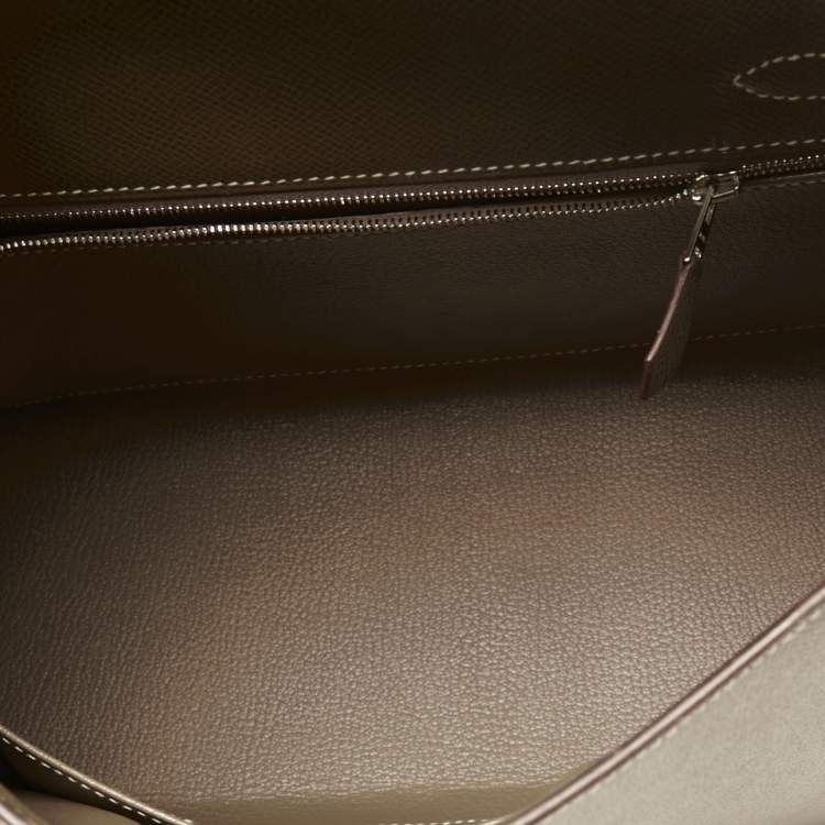 Pre Owned Hermes Etoupe Epsom Leather Palladium Finish Kelly Sellier 28 Bag