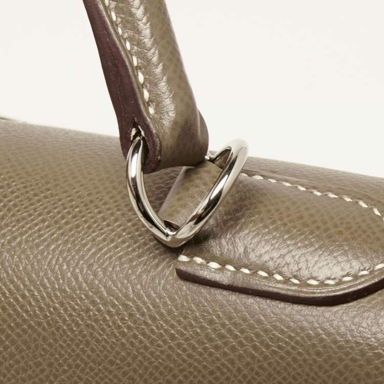 Pre Owned Hermes Etoupe Epsom Leather Palladium Finish Kelly Sellier 28 Bag