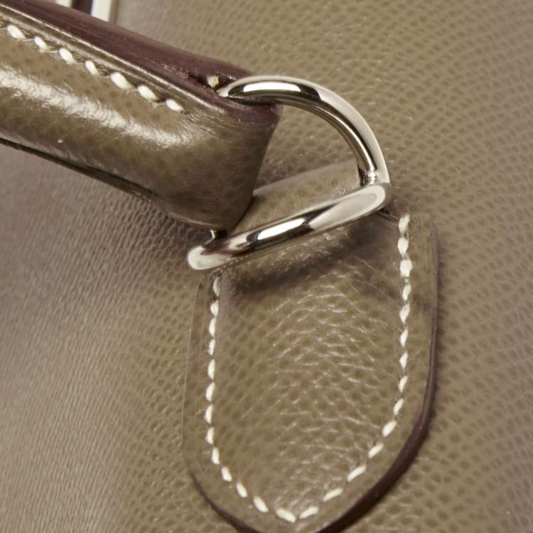 Pre Owned Hermes Etoupe Epsom Leather Palladium Finish Kelly Sellier 28 Bag