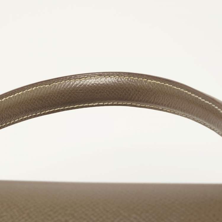 Pre Owned Hermes Etoupe Epsom Leather Palladium Finish Kelly Sellier 28 Bag