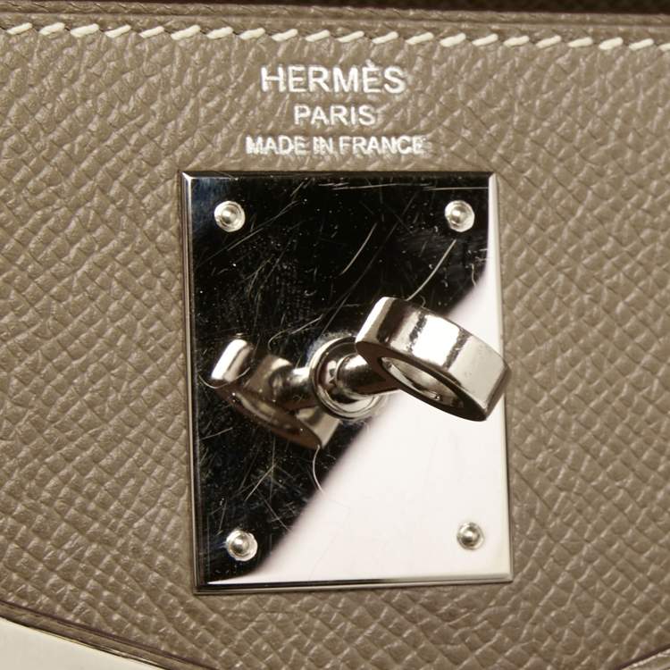 Pre Owned Hermes Etoupe Epsom Leather Palladium Finish Kelly Sellier 28 Bag
