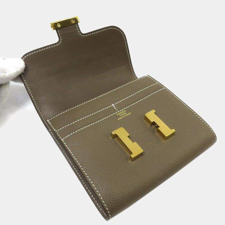 Pre Owned Hermes Constant Bi-Fold Wallet Vaux Epson Brown