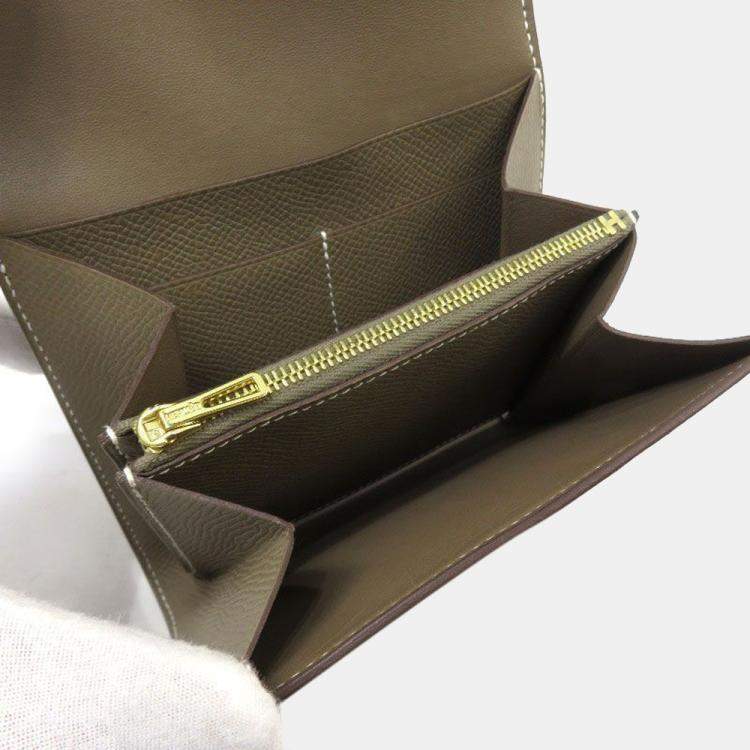 Pre Owned Hermes Constant Bi-Fold Wallet Vaux Epson Brown
