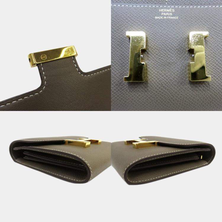 Pre Owned Hermes Constant Bi-Fold Wallet Vaux Epson Brown