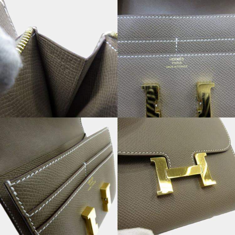Pre Owned Hermes Constant Bi-Fold Wallet Vaux Epson Brown