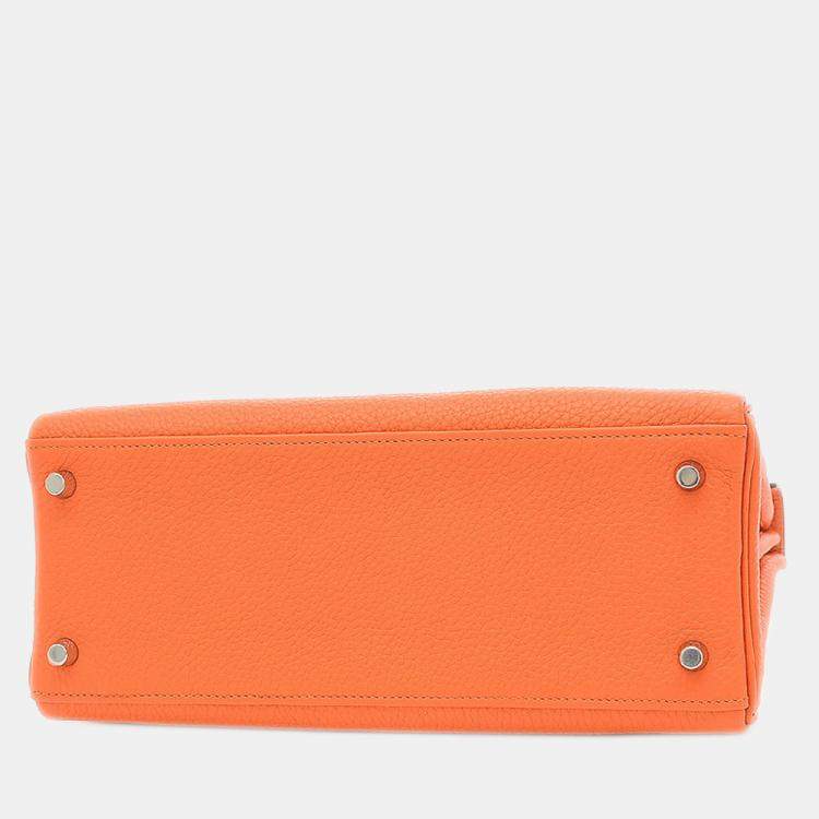 Pre Owned Hermes Kelly 28 Inner Stitch Taurillon Fu Orange R Engraved Handbag