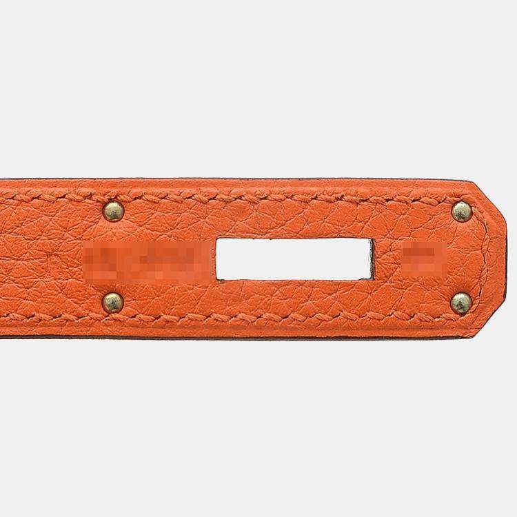 Pre Owned Hermes Kelly 28 Inner Stitch Taurillon Fu Orange R Engraved Handbag
