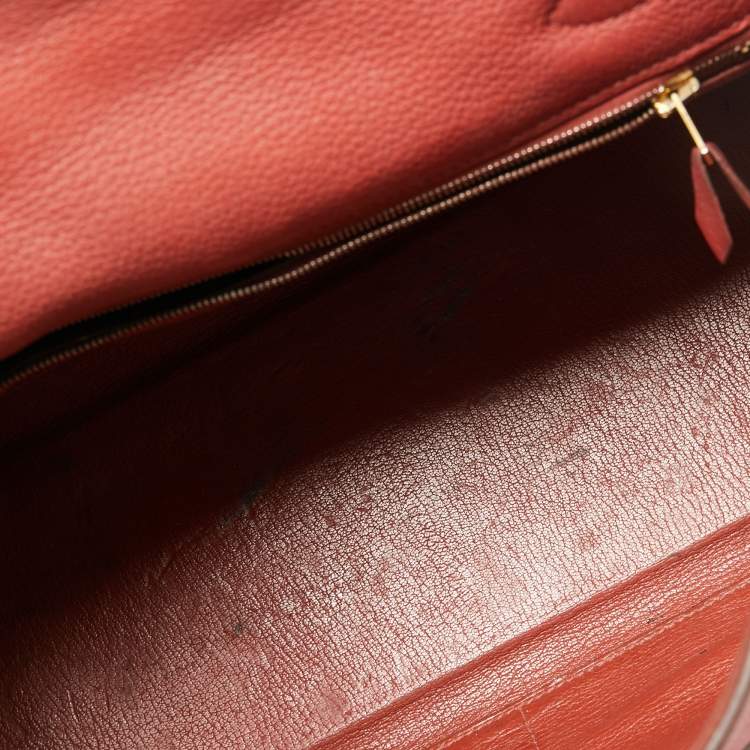 Pre Owned Hermes Sienne Togo Leather Gold Finish Retourne Kelly 32 Bag