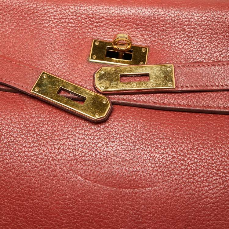 Pre Owned Hermes Sienne Togo Leather Gold Finish Retourne Kelly 32 Bag