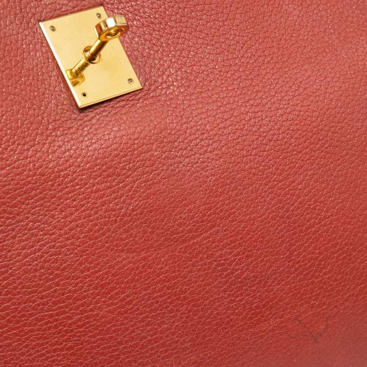 Pre Owned Hermes Sienne Togo Leather Gold Finish Retourne Kelly 32 Bag
