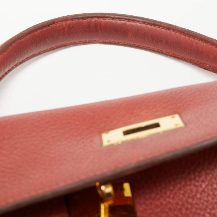 Pre Owned Hermes Sienne Togo Leather Gold Finish Retourne Kelly 32 Bag