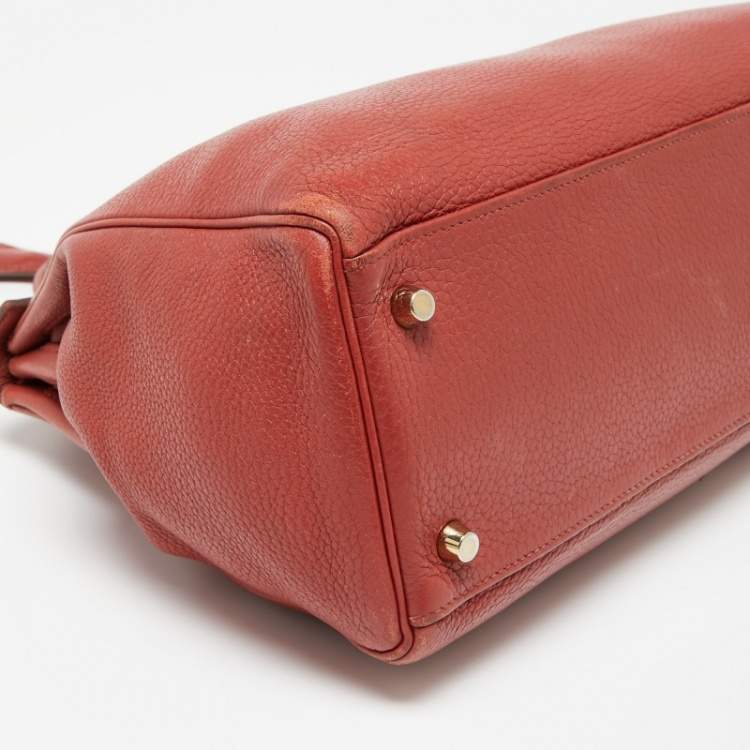 Pre Owned Hermes Sienne Togo Leather Gold Finish Retourne Kelly 32 Bag