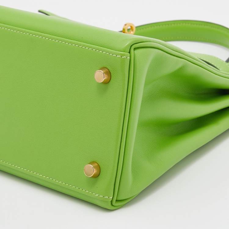 Pre Owned Hermes Anis Green Swift Leather Gold Hardware Kelly Retourne 28 Bag