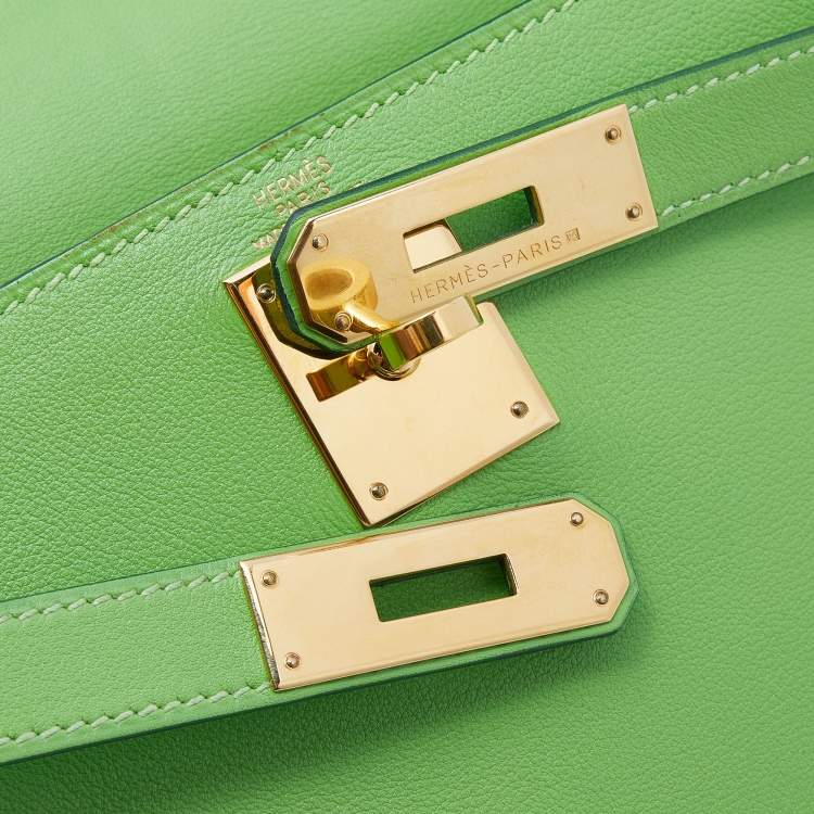 Pre Owned Hermes Anis Green Swift Leather Gold Hardware Kelly Retourne 28 Bag