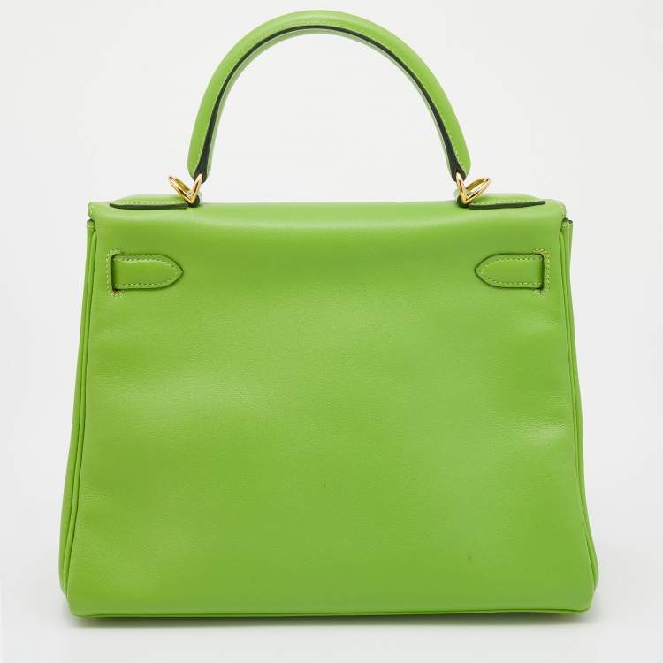Pre Owned Hermes Anis Green Swift Leather Gold Hardware Kelly Retourne 28 Bag