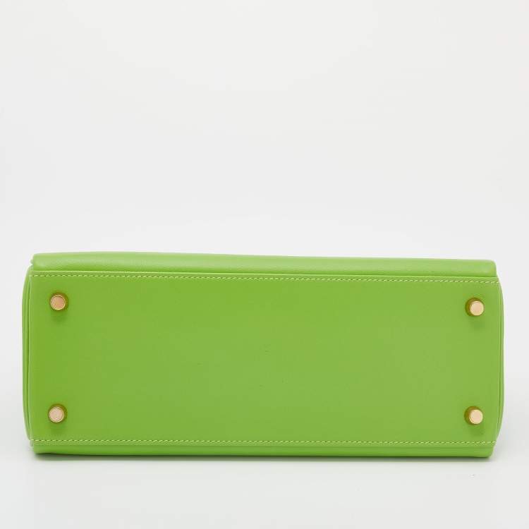 Pre Owned Hermes Anis Green Swift Leather Gold Hardware Kelly Retourne 28 Bag