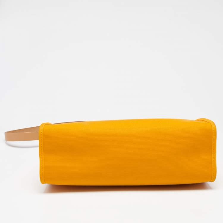 Pre Owned Hermes Jaune D'or/Natural Canvas and Leather Herbag Zip 31 Bag