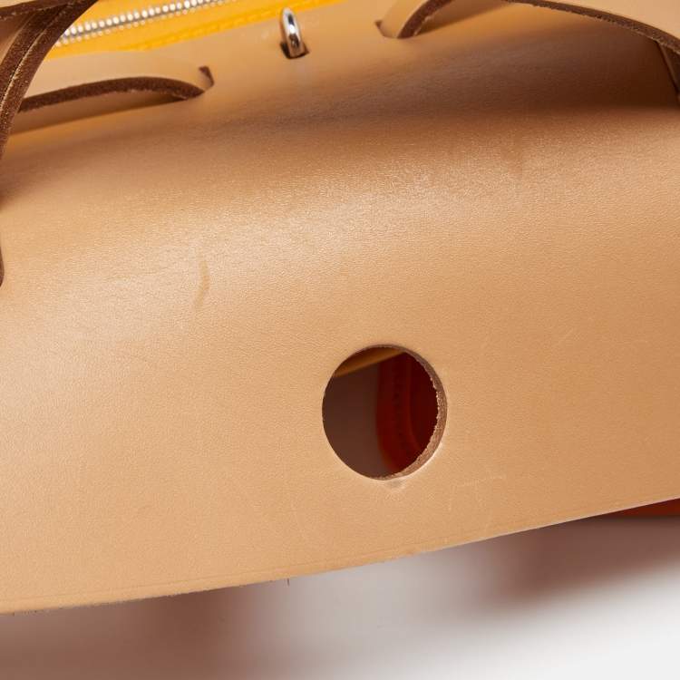 Pre Owned Hermes Jaune D'or/Natural Canvas and Leather Herbag Zip 31 Bag