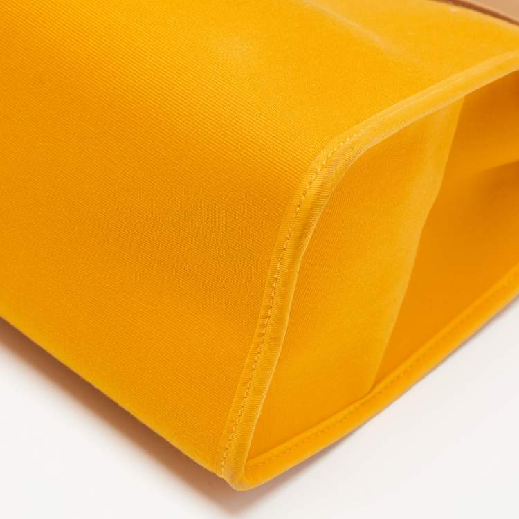 Pre Owned Hermes Jaune D'or/Natural Canvas and Leather Herbag Zip 31 Bag