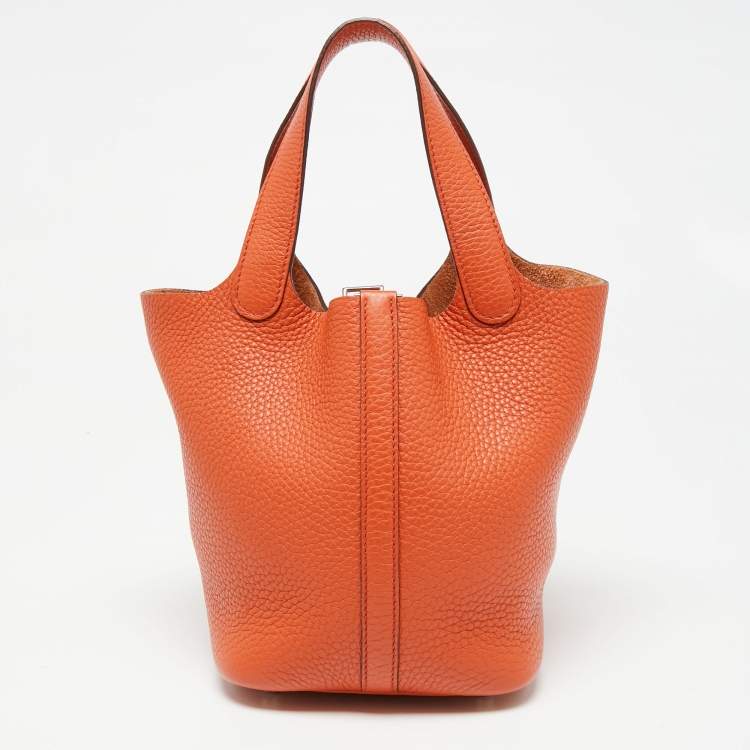 Pre Owned Hermes Cuivre Clemence Leather Picotin Lock 18 Bag