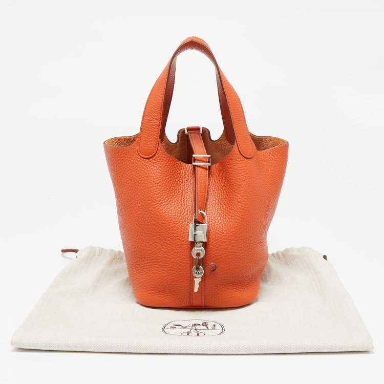 Pre Owned Hermes Cuivre Clemence Leather Picotin Lock 18 Bag