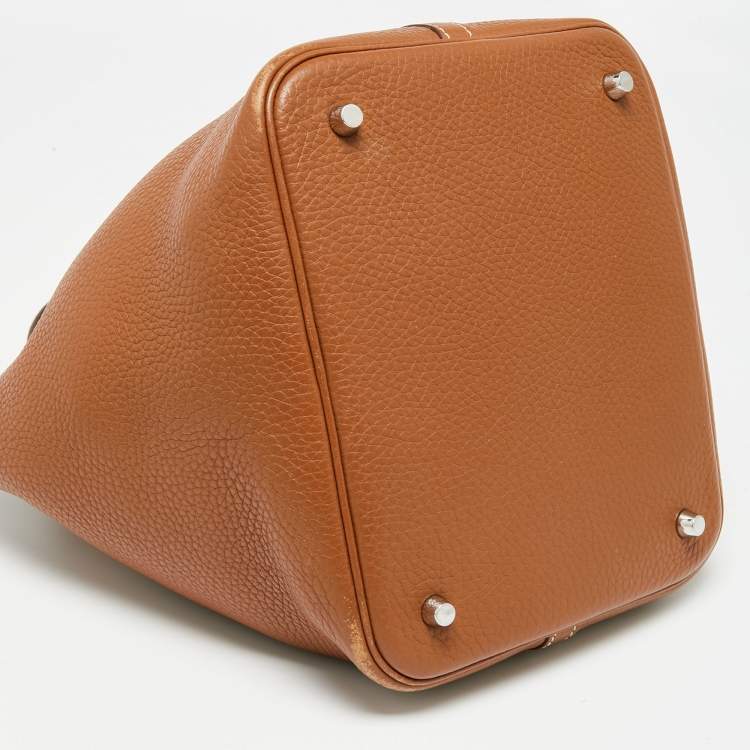 Pre Owned Hermes Gold Clemence Leather Picotin Lock 22 Bag