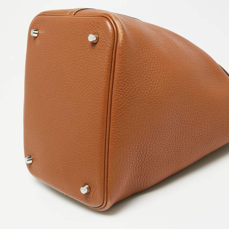 Pre Owned Hermes Gold Clemence Leather Picotin Lock 22 Bag