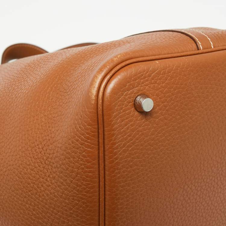 Pre Owned Hermes Gold Clemence Leather Picotin Lock 22 Bag