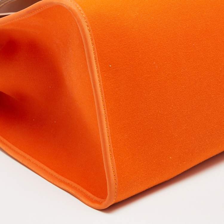 Pre Owned Hermés Orange/Natural Canvas and Leather Herbag Zip 39 Bag
